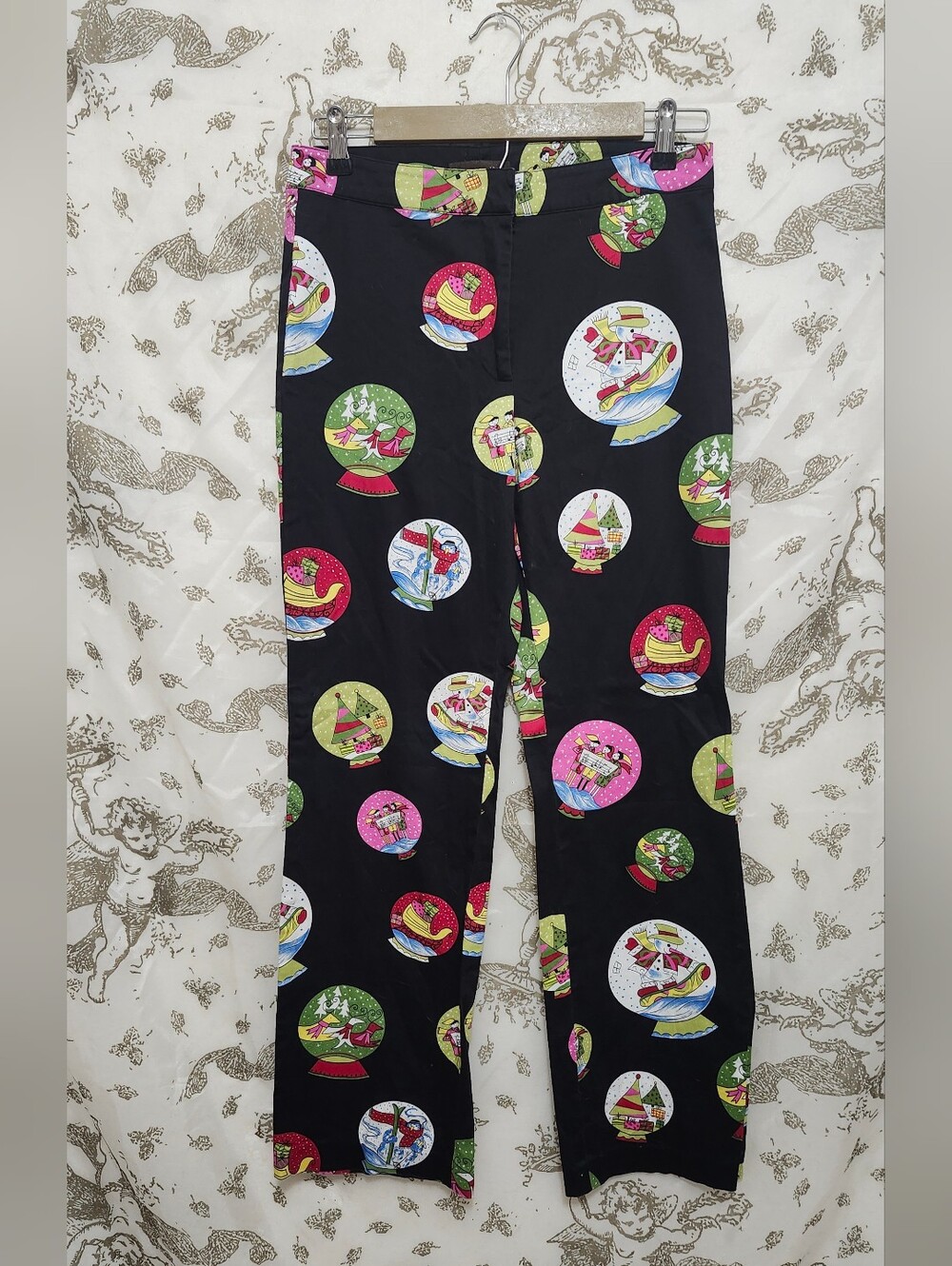 VTG Randi M novelty stretch ankle pants With Snowglobw Christmas Print Sz 4